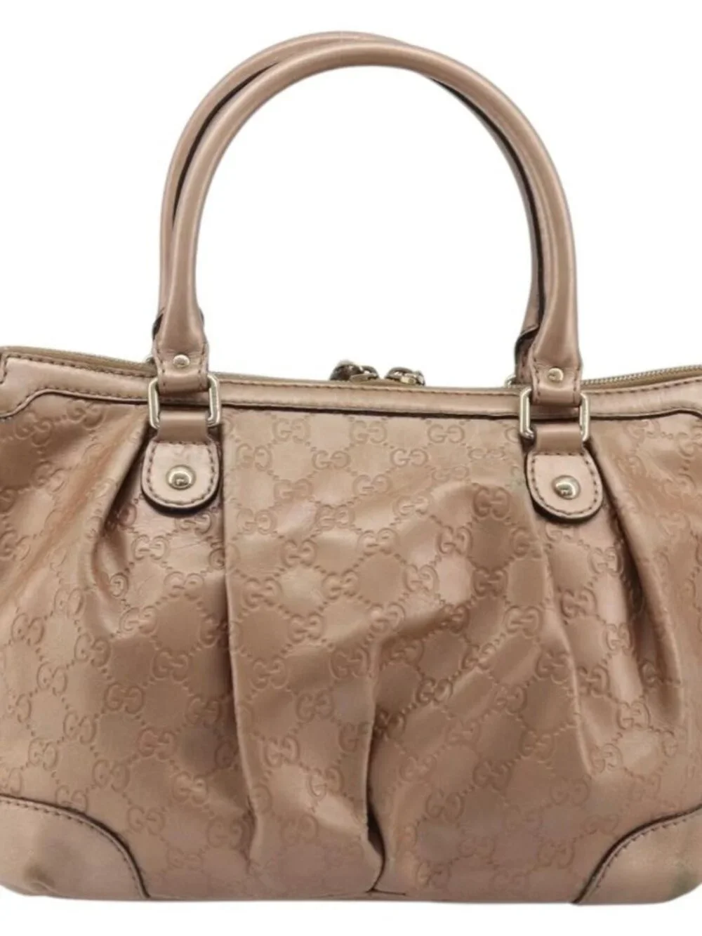 GUCCI GG Canvas Guccissima Sukey Bag Leather 2way Pink Gold 247902 Auth 176609